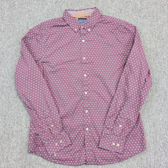 Cactus Man Modern Slim Fit Button Down Shirt L Purple Cotton Geometric Print — photo 2